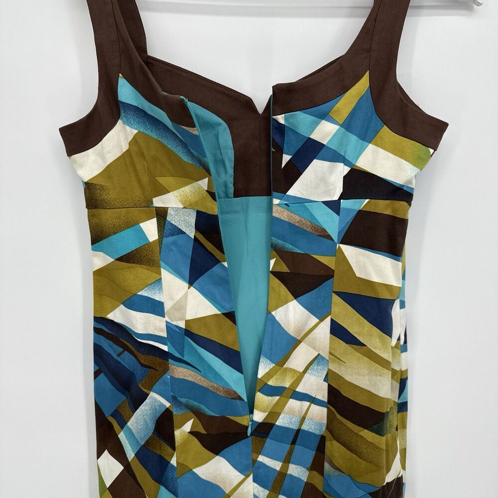 Nine West Y2k Style Multicolor Geometric Pattern Dress Size 2 Ruffle - Picture 8 of 9